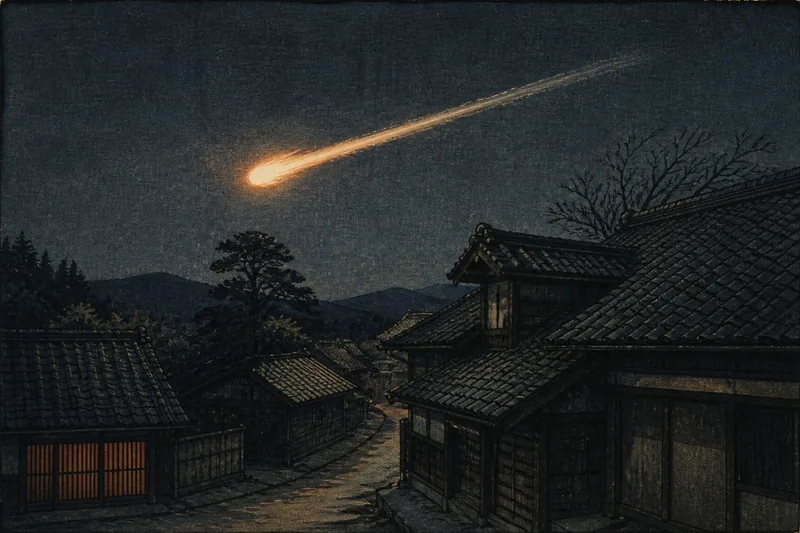屋根を越える光りものと金運のイメージ挿絵