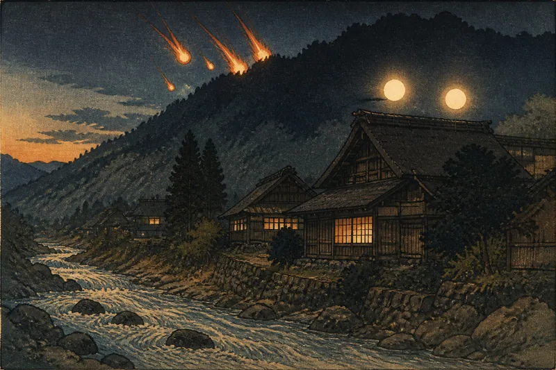 鉄砲水の夜の火の玉のイメージ挿絵