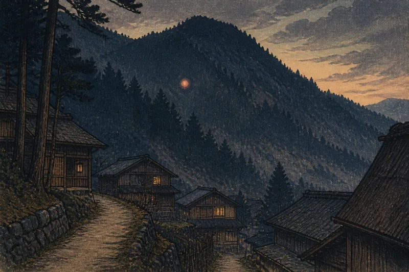 伊那の山の火の玉のイメージ挿絵