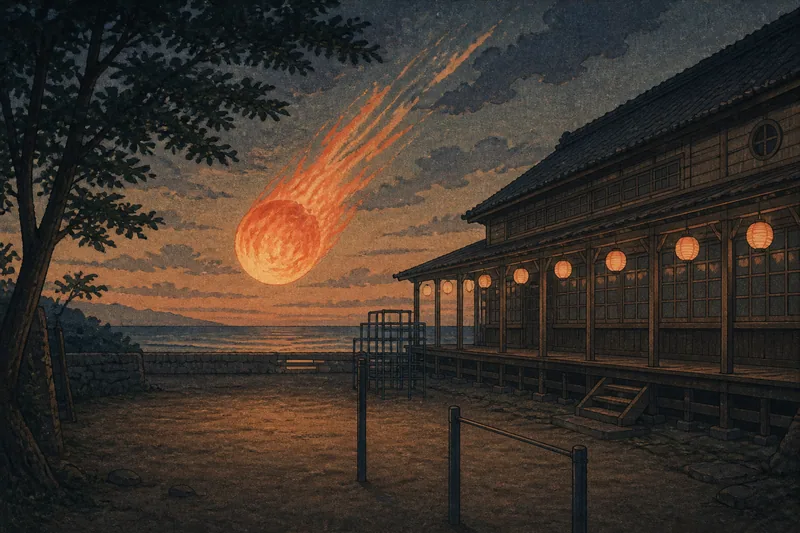 喜界町の海へ飛ぶ火の玉のイメージ挿絵
