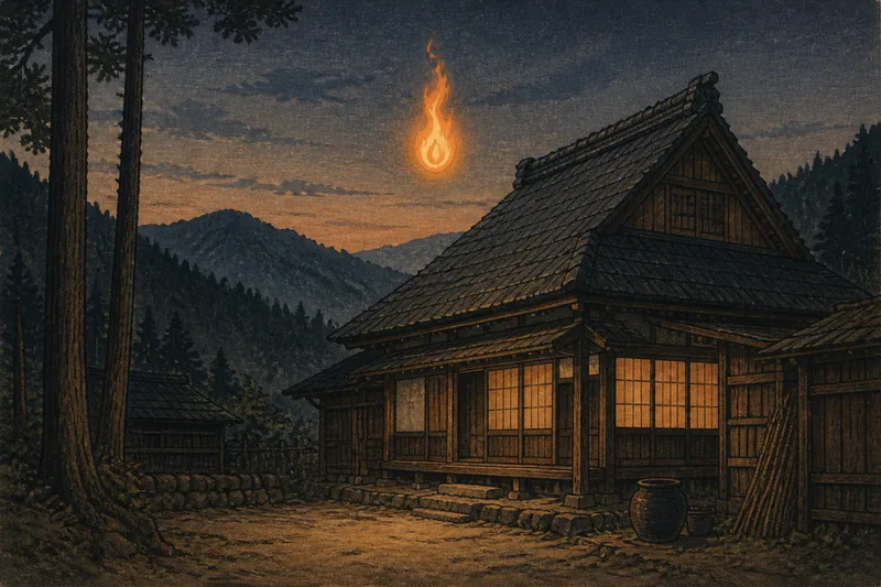 宮田村の屋敷に出る火の玉のイメージ挿絵