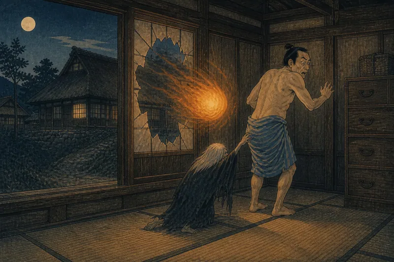 父の死を告げる火の玉のイメージ挿絵
