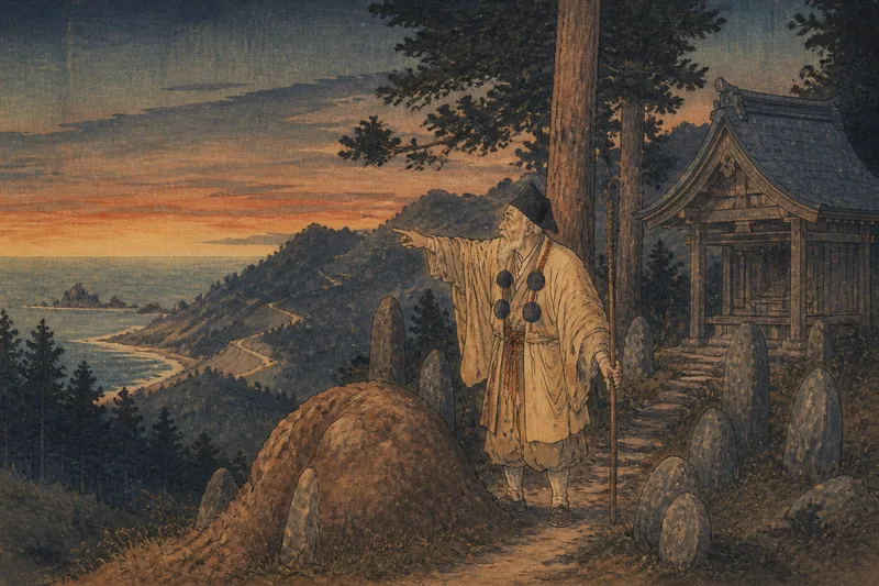 釜石の義経を語る山伏のイメージ挿絵