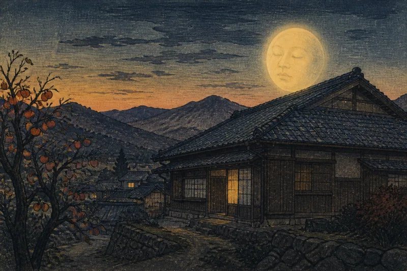 山梨市の屋根上の人魂のイメージ挿絵