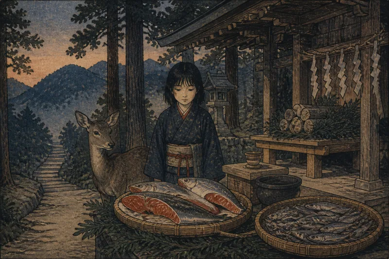 花巻の人から雑魚への供物のイメージ挿絵