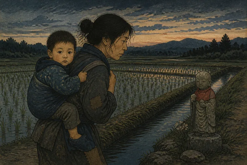 一人の子持ちの乞食のイメージ挿絵