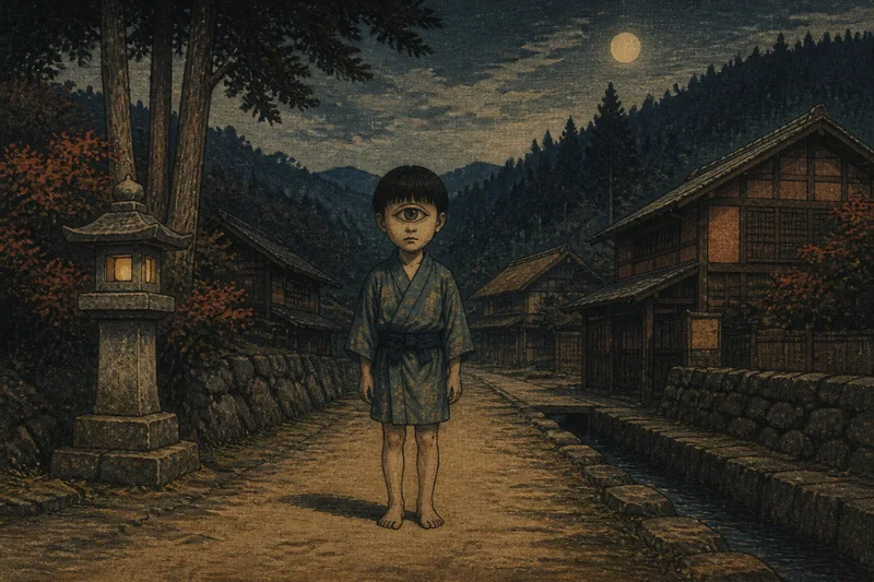 伊那の夜道の一つ目小僧のイメージ挿絵