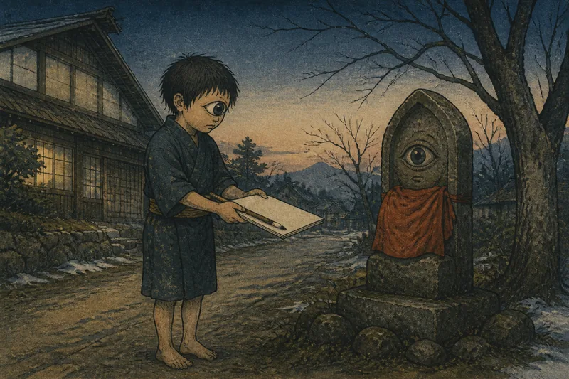 秦野の帳面を預ける一つ目小僧のイメージ挿絵
