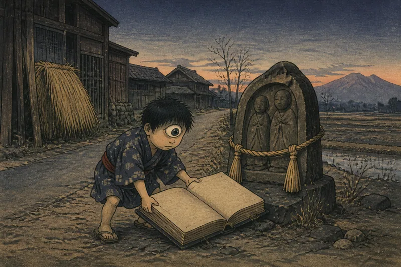 小田原の道祖神に預ける帳面のイメージ挿絵
