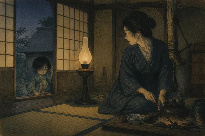 上田の夜語りと一つ目小僧のイメージ挿絵