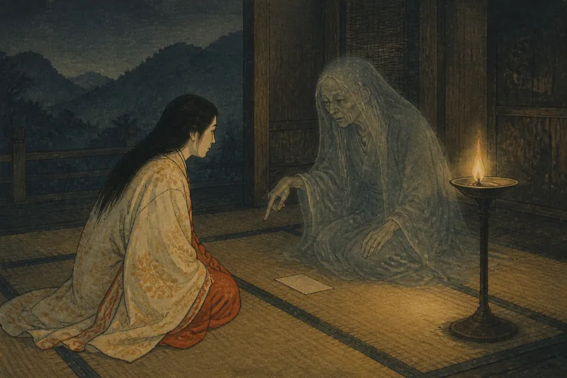 秦野の死者を語る巫女のイメージ挿絵