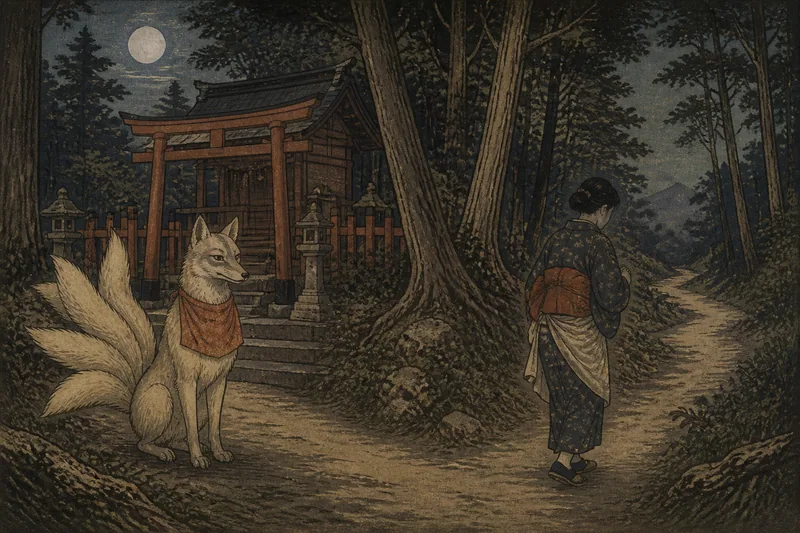 平田村の稲荷の山中迷いのイメージ挿絵