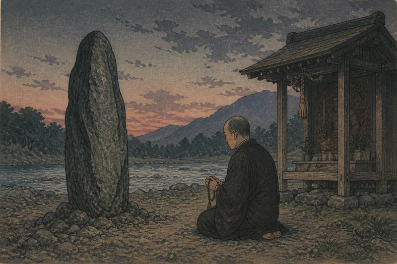 郡山の落ちて立った不動石のイメージ挿絵