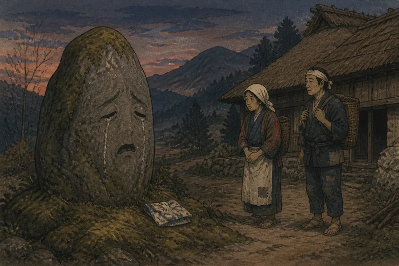中津川の泣く石と赤ん坊のイメージ挿絵