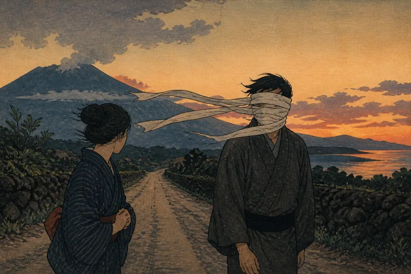 夕暮れの一反木綿のイメージ挿絵