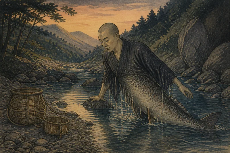 郡上市の岩魚に化けた僧のイメージ挿絵