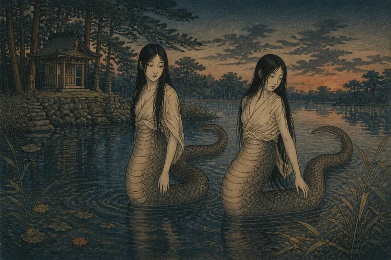 南部の赤松と鵜の池の蛇体のイメージ挿絵