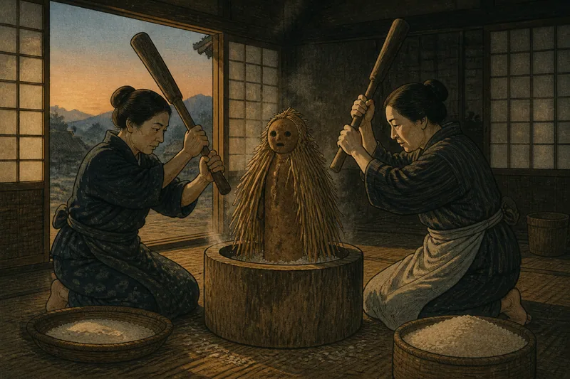 檜枝岐の臼を鳴らす地神のイメージ挿絵