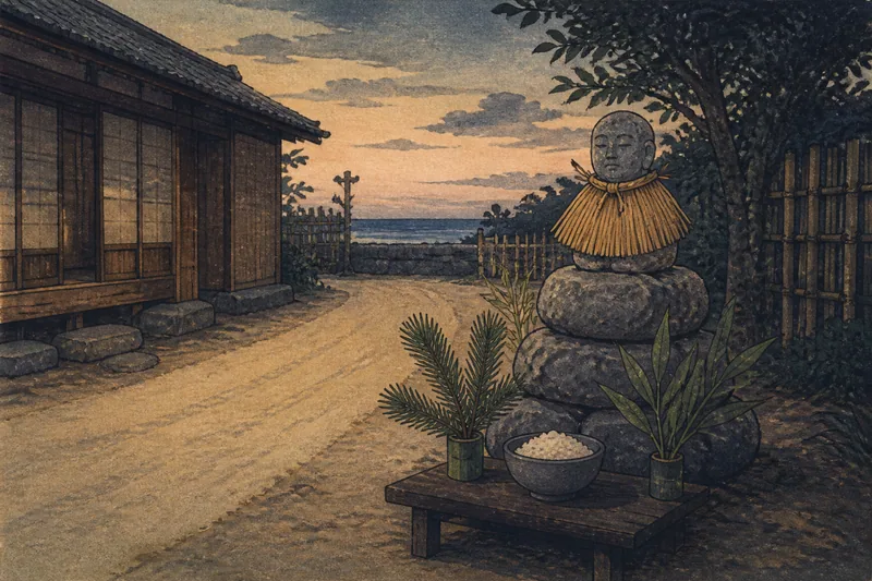琴浦町の祟る石積み地主神のイメージ挿絵