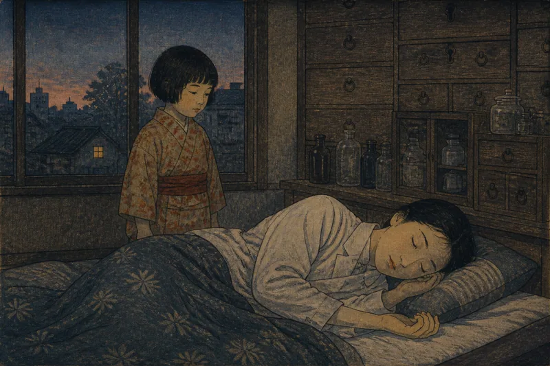 枕元の子供のイメージ挿絵