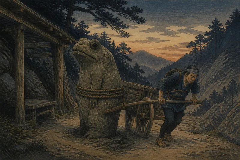 中野の戻る蛙石と病の祟りのイメージ挿絵