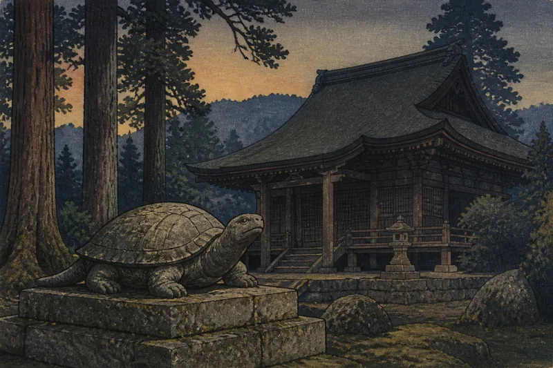 金山町の悪さをして石になった亀のイメージ挿絵