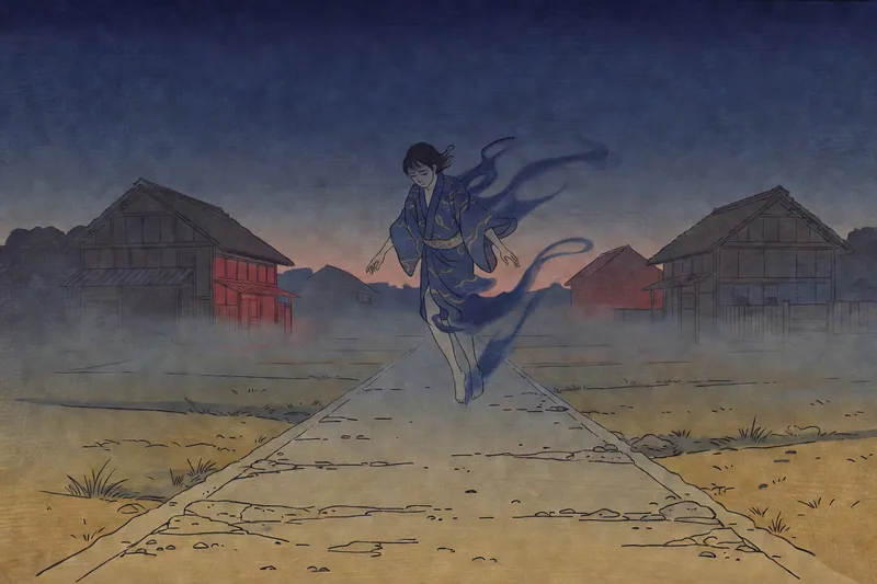 夕方のかくれんぼと神隠しのイメージ挿絵