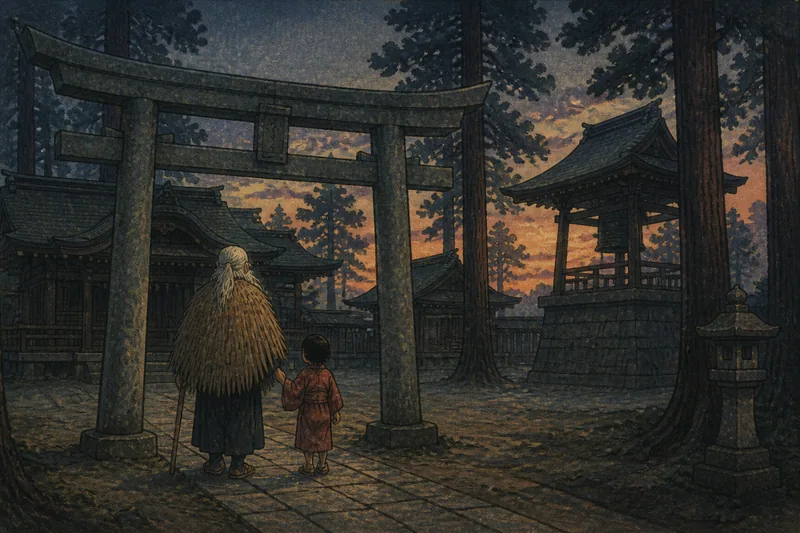 大月の白髪老人と神隠しのイメージ挿絵
