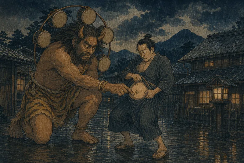 雷様のヘソ取りのイメージ挿絵