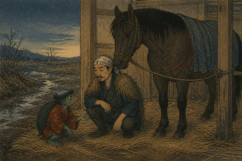 岩手町の馬を好む河童のイメージ挿絵