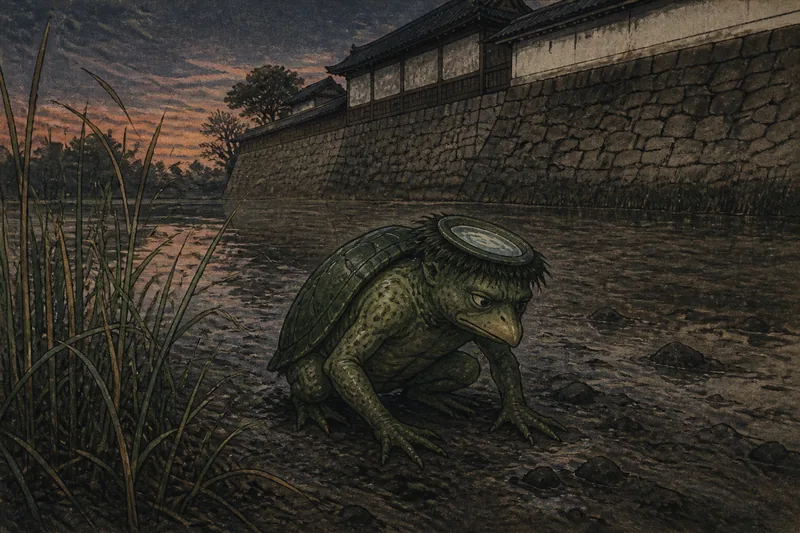 深川の下屋敷に現れた河童のイメージ挿絵