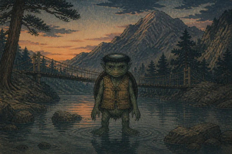 明神池の河童のイメージ挿絵