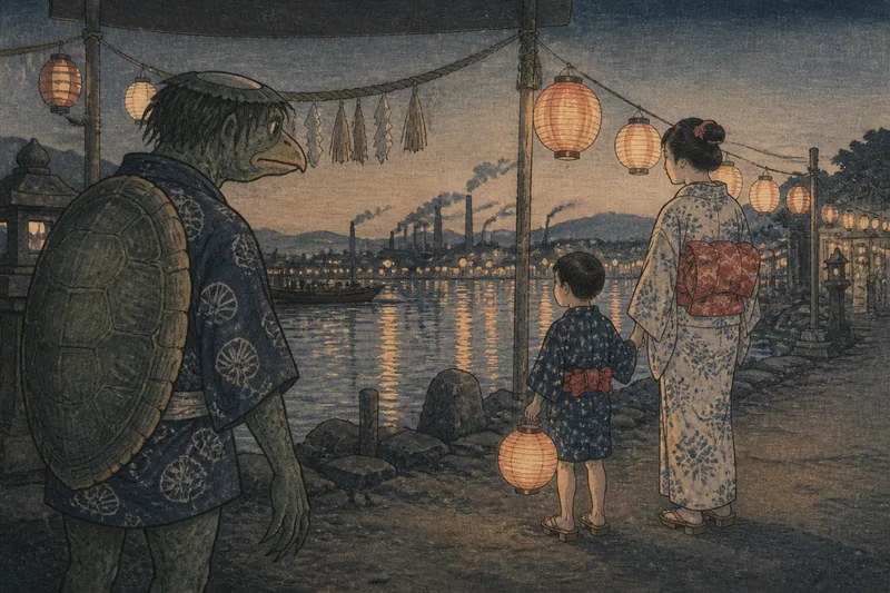 水俣の河童を祀る川祭りのイメージ挿絵