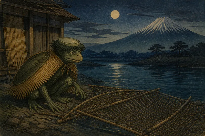 南部の夜漁を戒める河童のイメージ挿絵