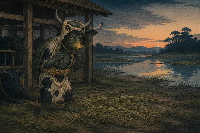 小千谷の油を塗った角の河童のイメージ挿絵