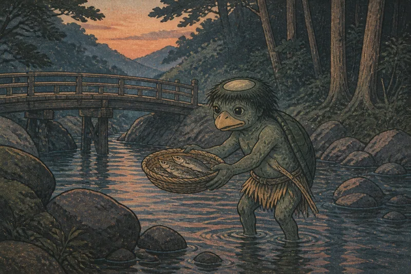 小谷の魚を届ける河童のイメージ挿絵