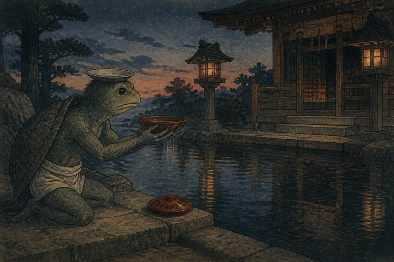 色麻の膳椀を貸す河童のイメージ挿絵