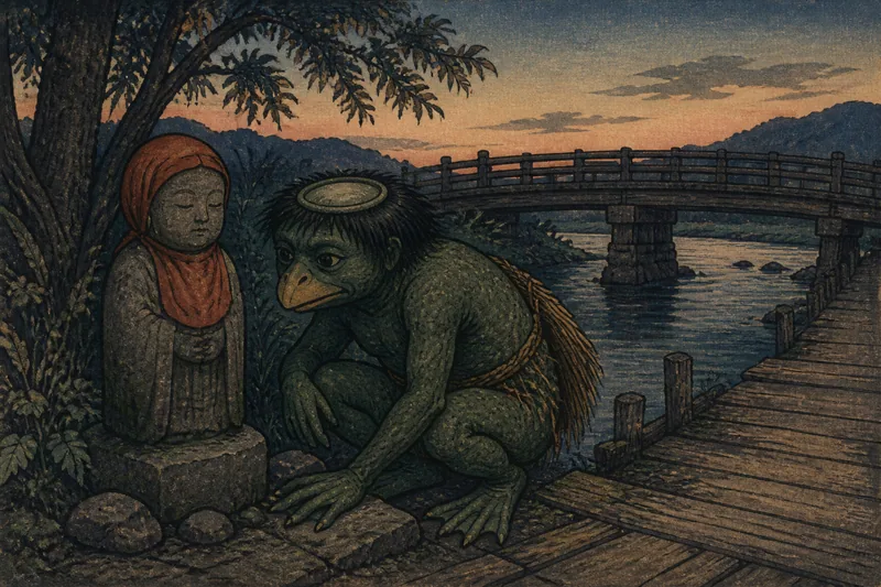 胎内の子供を守る河童地蔵のイメージ挿絵