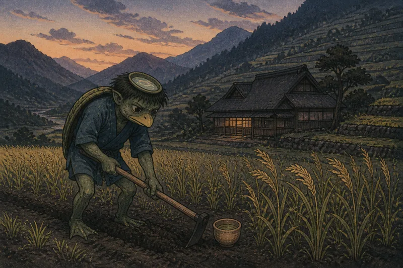 天龍村の蓼を嫌う河童のイメージ挿絵