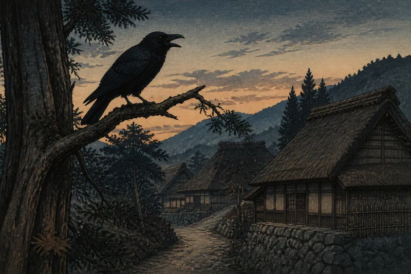 恵那のカラス鳴きと死の予兆のイメージ挿絵