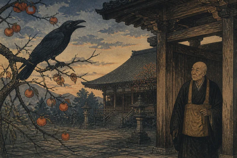 上越の死を告げるカラスのイメージ挿絵