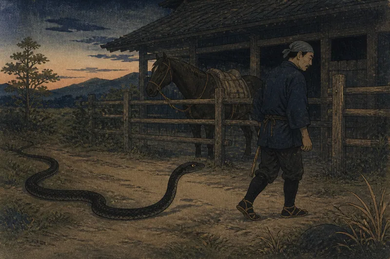松山市の馬糞を追う烏蛇のイメージ挿絵