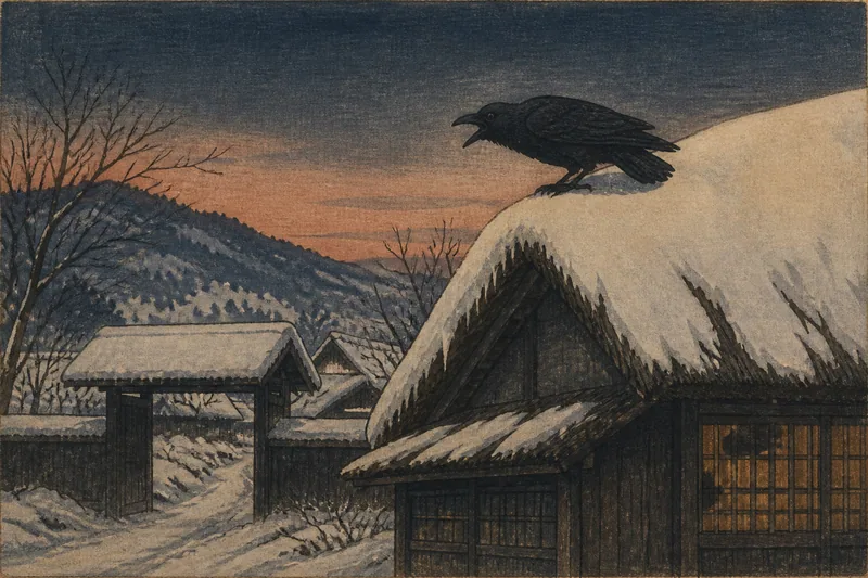 上越の死を呼ぶカラス鳴きのイメージ挿絵