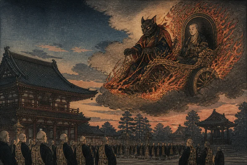 増上寺の高僧を迎えに来た火車のイメージ挿絵