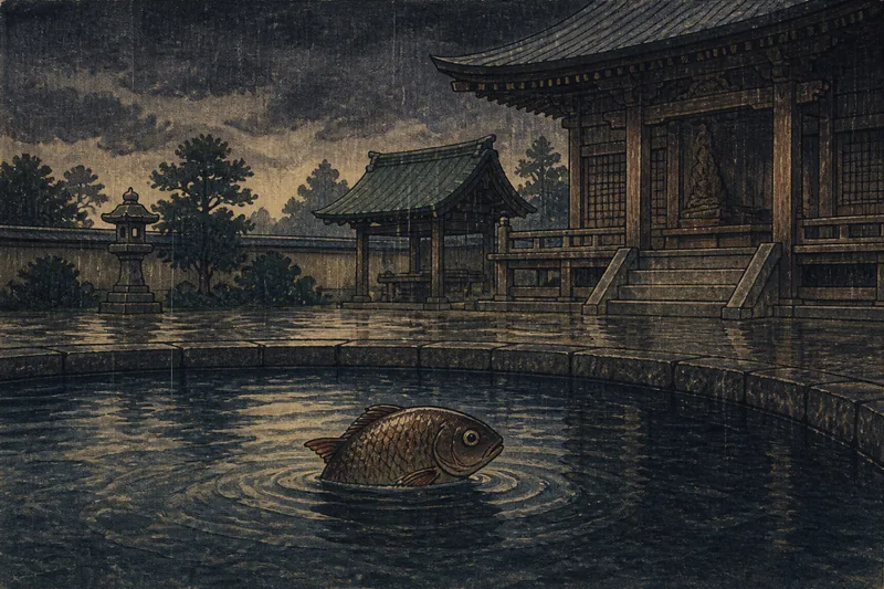 鶴岡の片目の鮒の雨乞いのイメージ挿絵