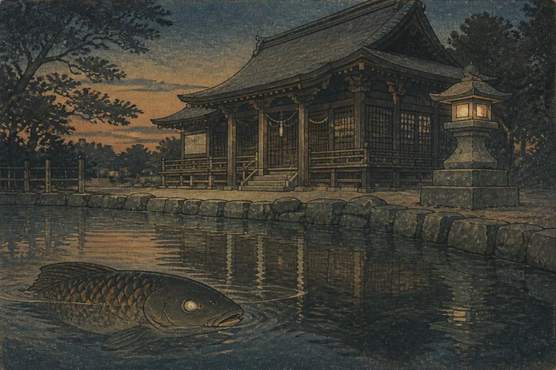 桑名の祖神に潰された片目魚のイメージ挿絵