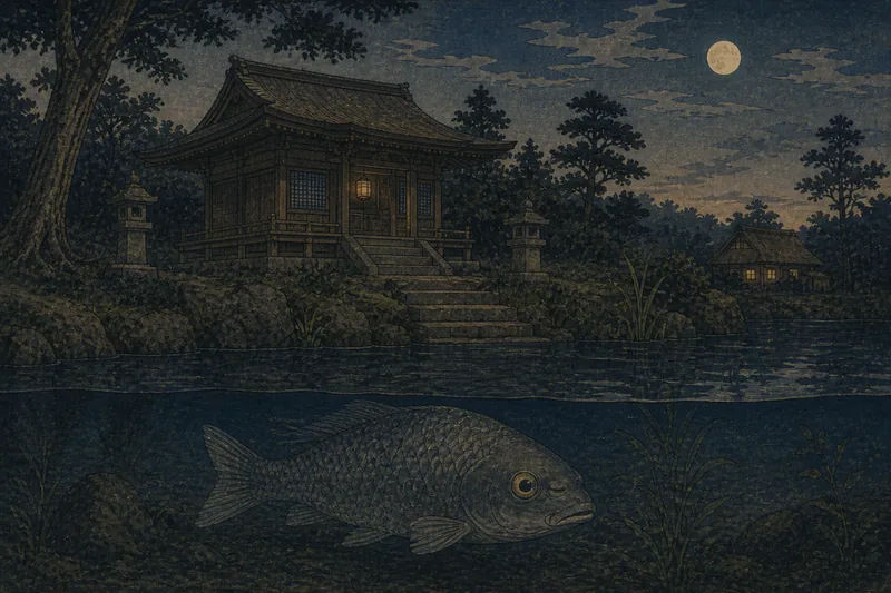 弁天池に魚を放して眼病を治す話のイメージ挿絵