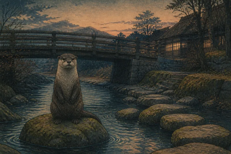 小海の川に出るカワウソのイメージ挿絵