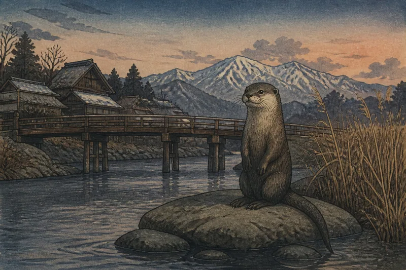 飯山の川に出るカワウソのイメージ挿絵