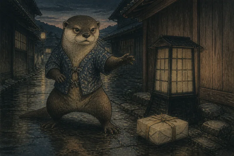 七尾の人を化かす川ウソのイメージ挿絵